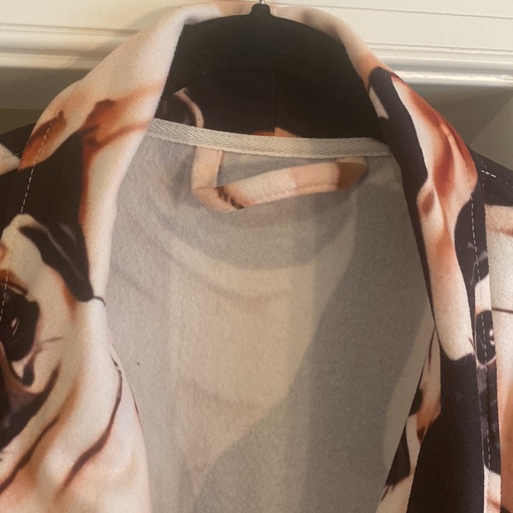 PUG Print Adorable Long Adult Comfy Bath Robe with Belt & Front Pockets Sz OS - Picture 3 of 14